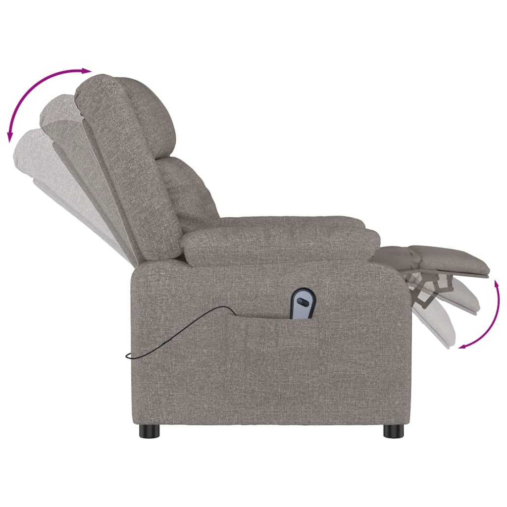 vidaXL Relaxsessel Elektrisch Taupe Stoff
