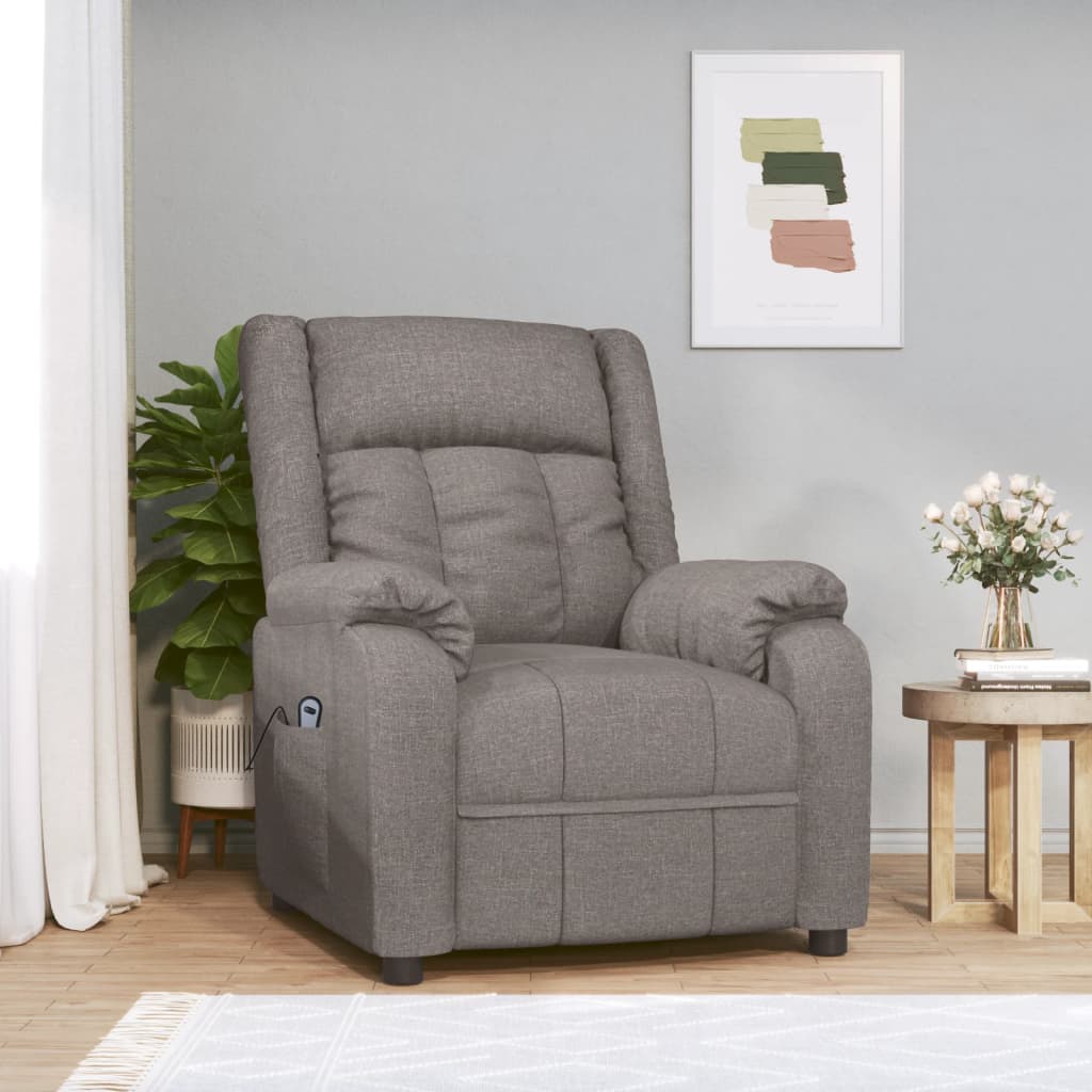 vidaXL Relaxsessel Elektrisch Taupe Stoff