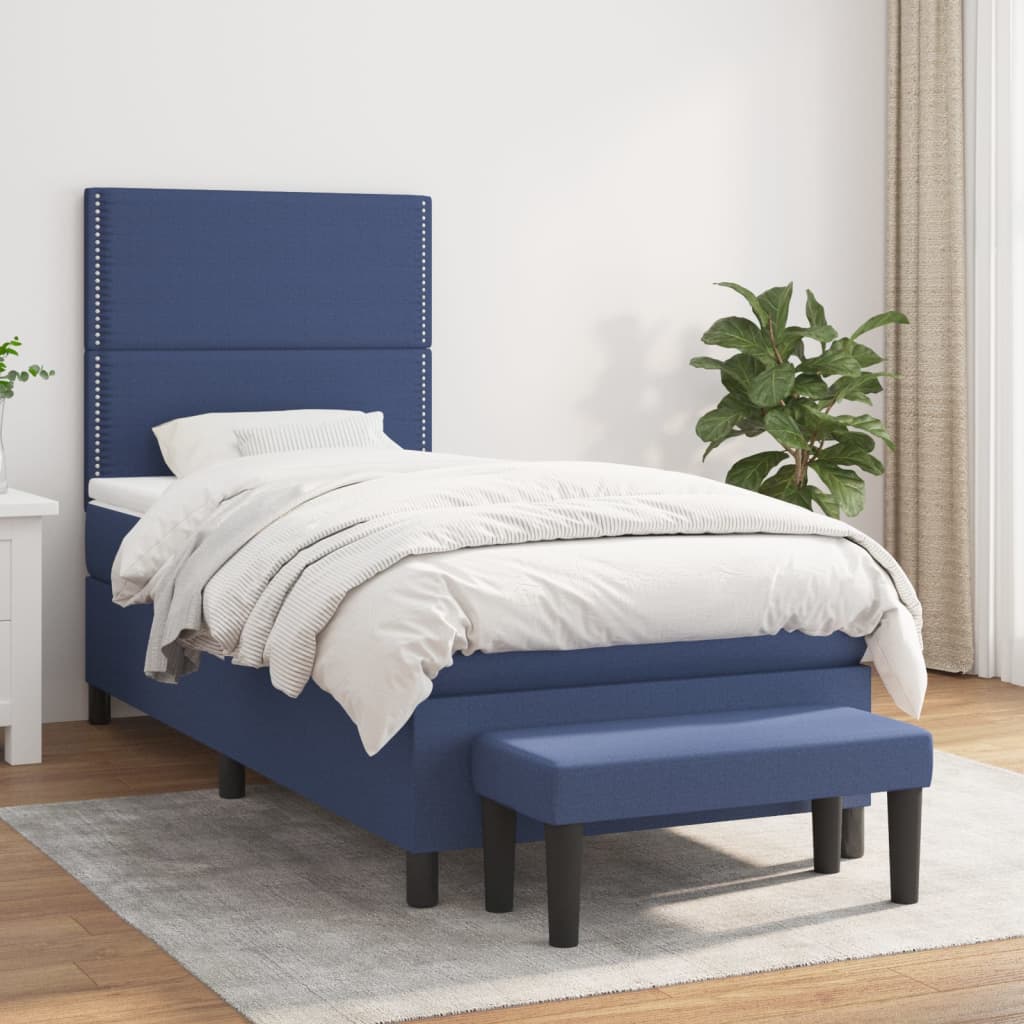 vidaXL Boxspringbett mit Matratze Blau 80x200 cm Stoff