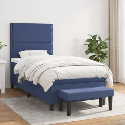 vidaXL Boxspringbett mit Matratze Blau 80x200 cm Stoff