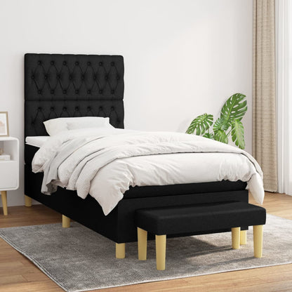 Boxspringbett mit Matratze Schwarz 90x190 cm Stoff