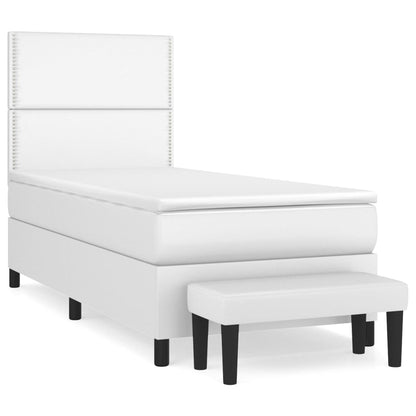 vidaXL Boxspringbett mit Matratze Weiß 90x190 cm Kunstleder