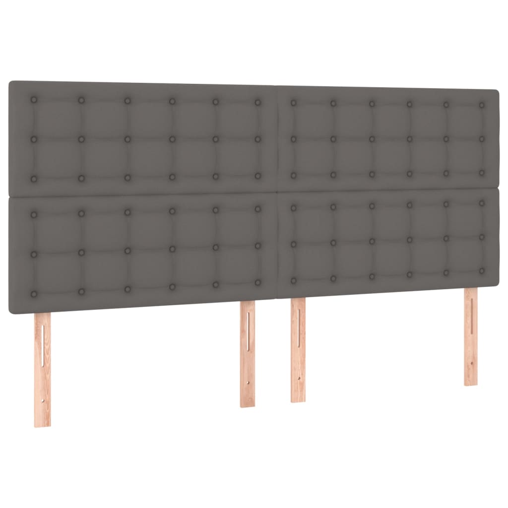 vidaXL Boxspringbett mit Matratze Grau 160x200 cm Kunstleder
