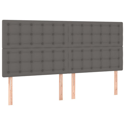 vidaXL Boxspringbett mit Matratze Grau 160x200 cm Kunstleder