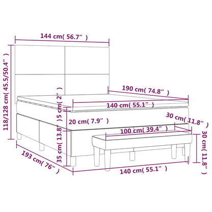 vidaXL Lit tapissier avec matelas bleu foncé 140x190 cm Velours