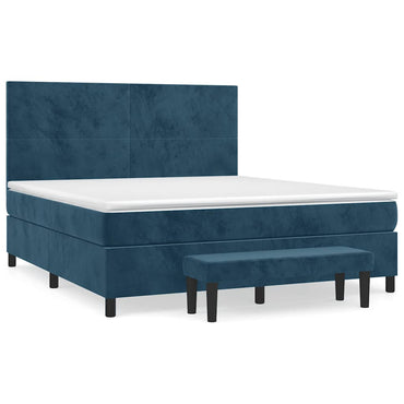 vidaXL Lit boxspring avec matelas Velours bleu foncé 160x200 cm