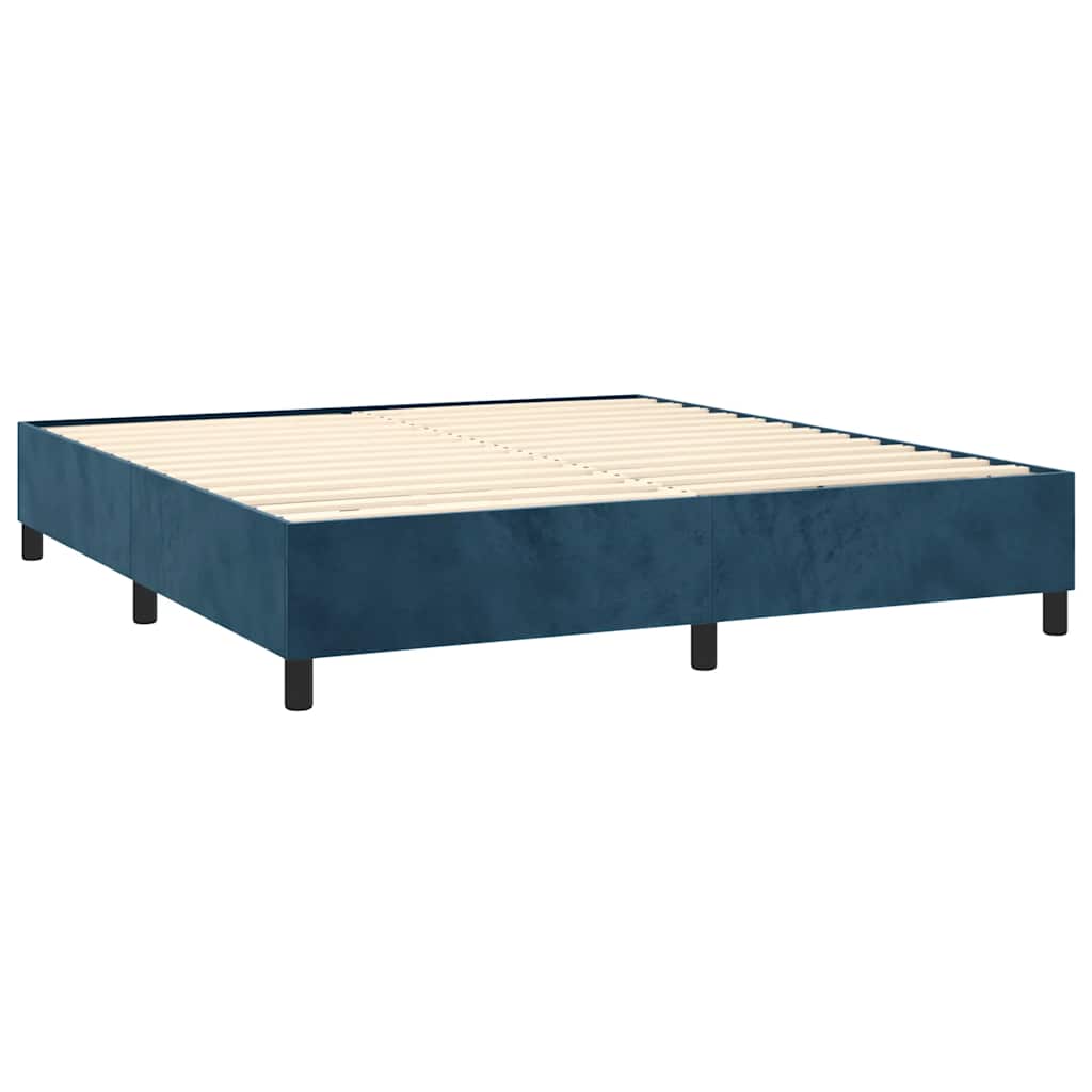 vidaXL Lit boxspring avec matelas Velours bleu foncé 160x200 cm