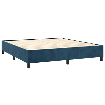 vidaXL Lit boxspring avec matelas Velours bleu foncé 160x200 cm