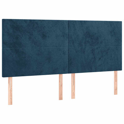 vidaXL Lit boxspring avec matelas Velours bleu foncé 160x200 cm