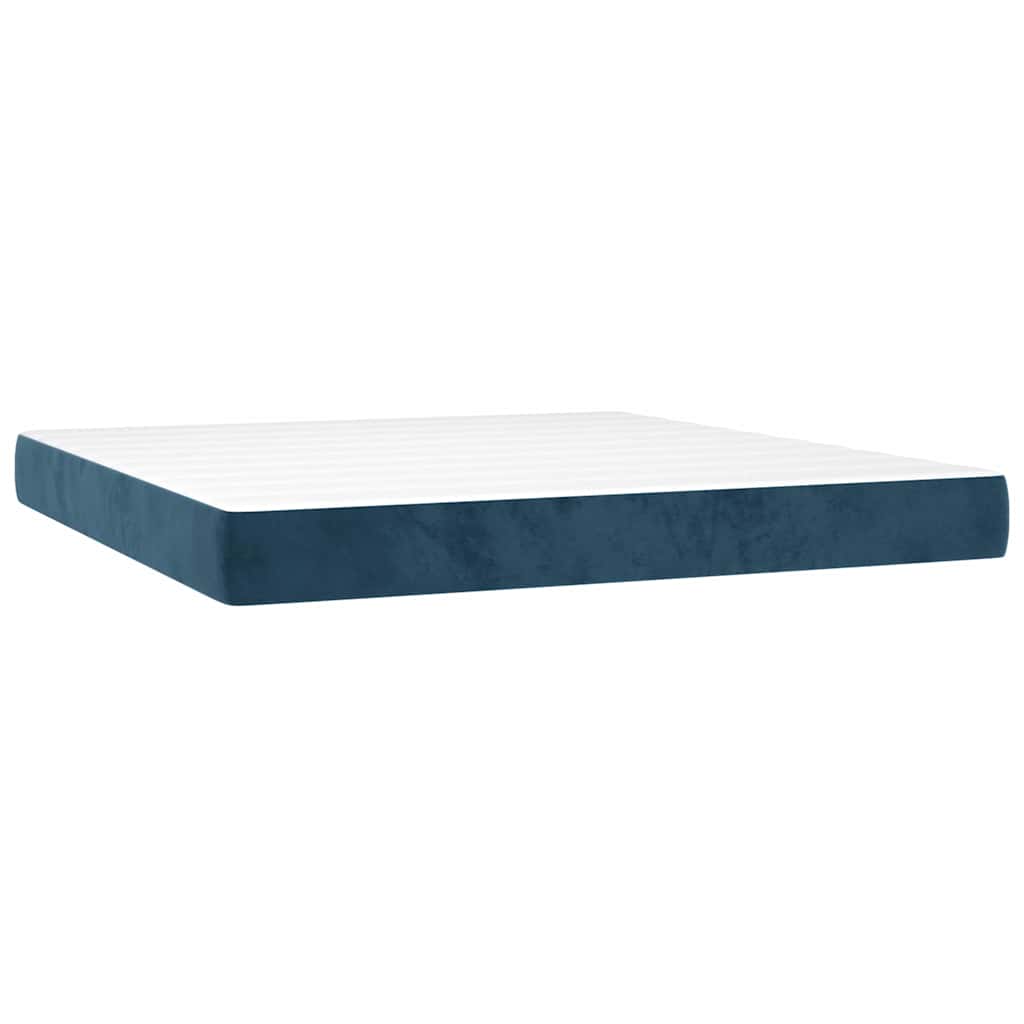 vidaXL Lit boxspring avec matelas Velours bleu foncé 160x200 cm