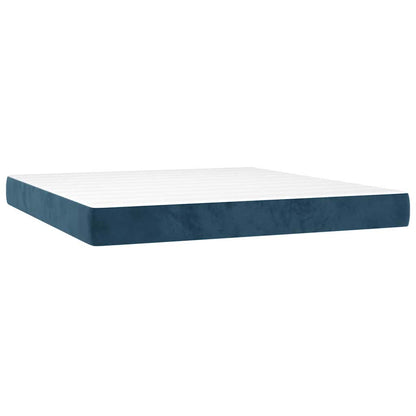 vidaXL Lit boxspring avec matelas Velours bleu foncé 160x200 cm