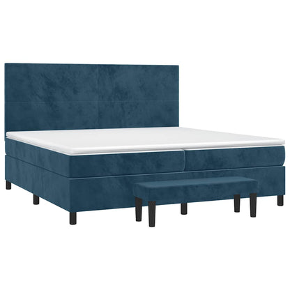 vidaXL Lit tapissier avec matelas bleu foncé 200x200 cm velours