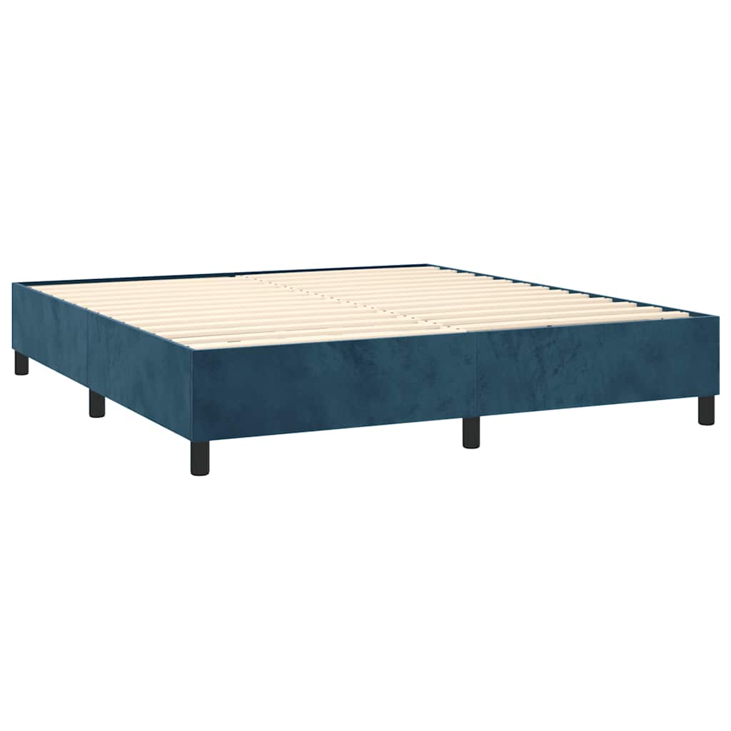 vidaXL Lit tapissier avec matelas bleu foncé 200x200 cm velours