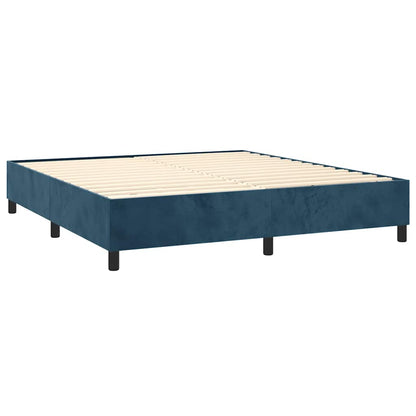 vidaXL Lit boxspring avec matelas Velours bleu foncé 160x200 cm