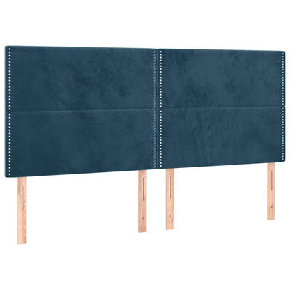 vidaXL Lit boxspring avec matelas Velours bleu foncé 160x200 cm