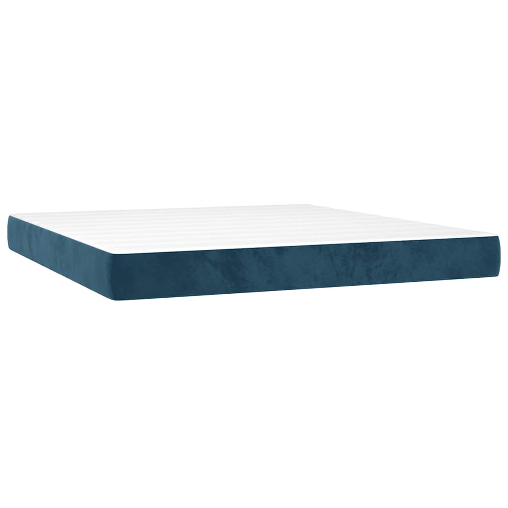 vidaXL Lit boxspring avec matelas Velours bleu foncé 160x200 cm