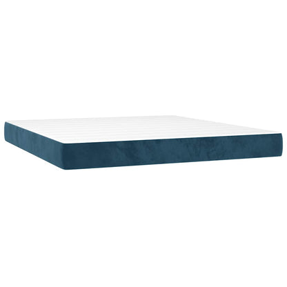 vidaXL Lit boxspring avec matelas Velours bleu foncé 160x200 cm