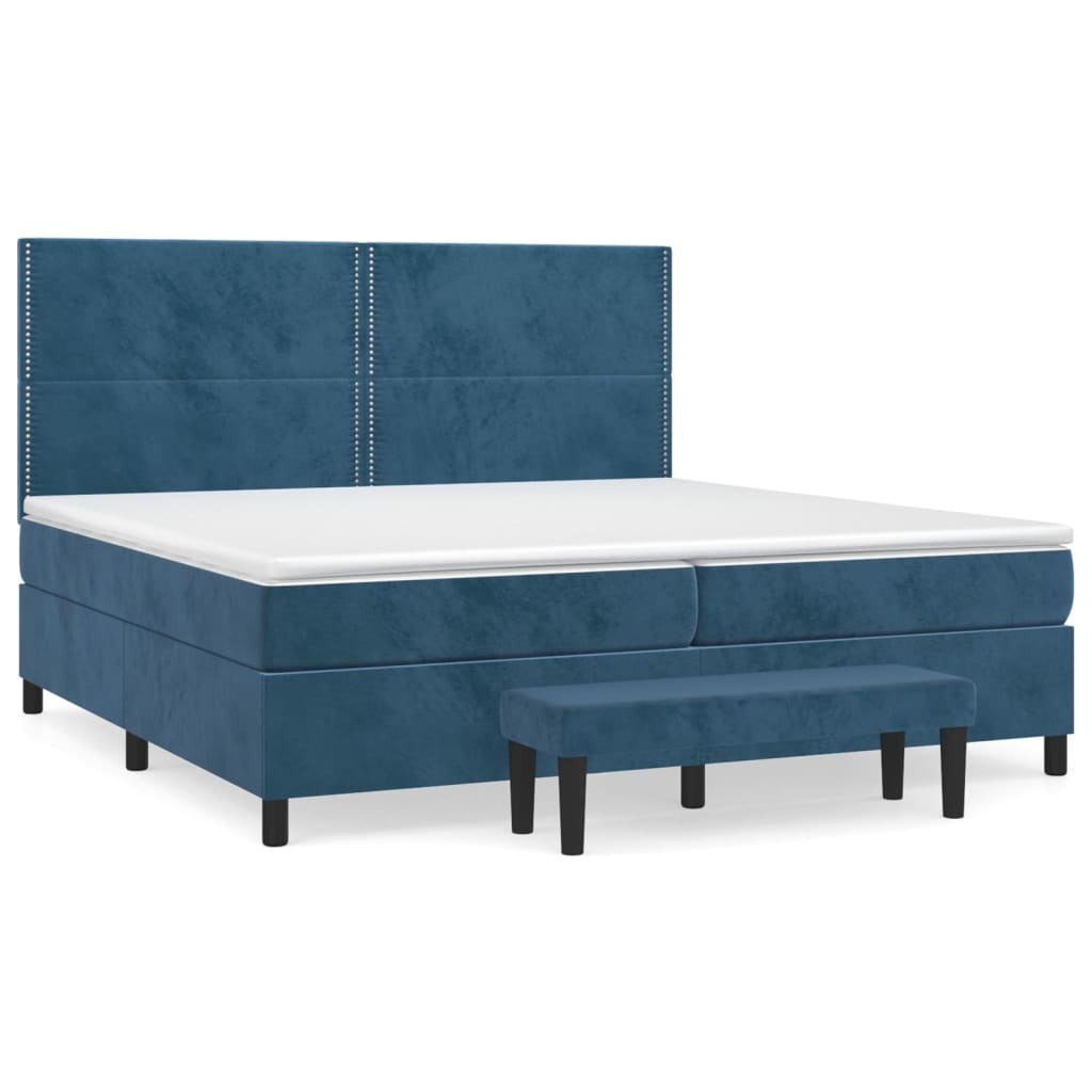vidaXL Lit tapissier avec matelas bleu foncé 200x200 cm velours