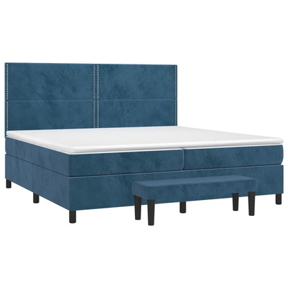 vidaXL Lit tapissier avec matelas bleu foncé 200x200 cm velours