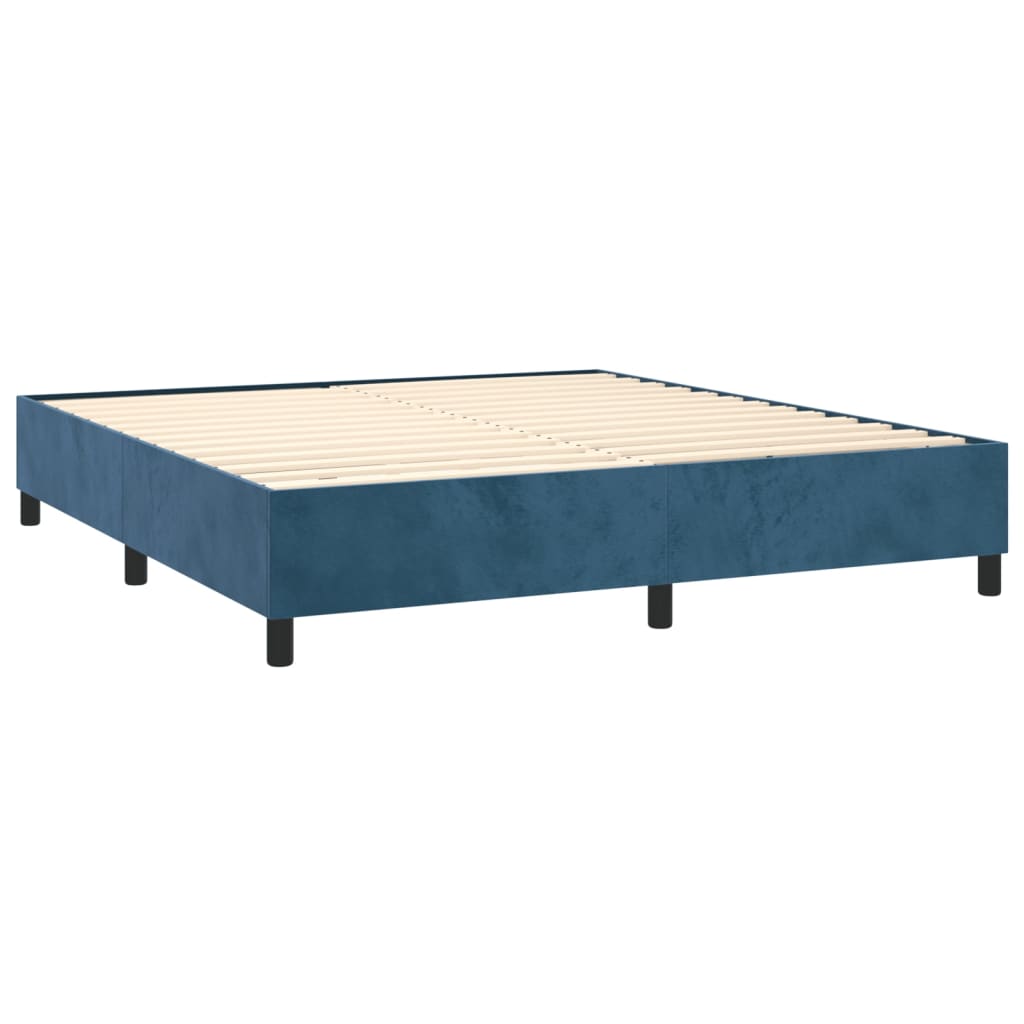 vidaXL Lit tapissier avec matelas bleu foncé 200x200 cm velours