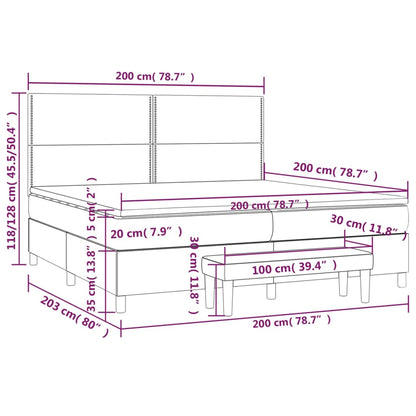 vidaXL Lit tapissier avec matelas bleu foncé 200x200 cm velours