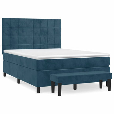 vidaXL Lit tapissier avec matelas bleu foncé 140x190 cm Velours