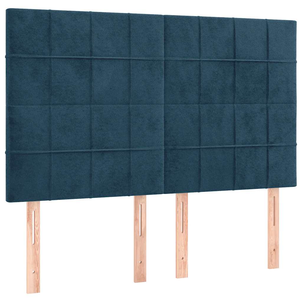vidaXL Lit coffre avec matelas Bleu foncé 140x200 cm Velours
