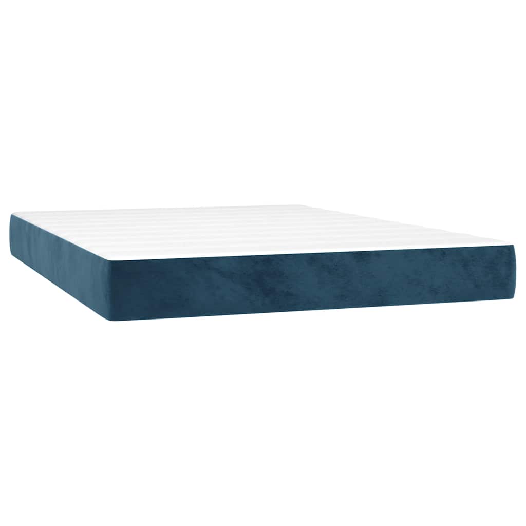 vidaXL Lit coffre avec matelas Bleu foncé 140x200 cm Velours