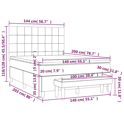 vidaXL Lit coffre avec matelas Bleu foncé 140x200 cm Velours