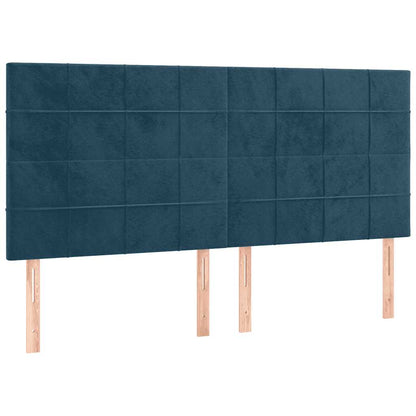 vidaXL Lit boxspring avec matelas Velours bleu foncé 160x200 cm