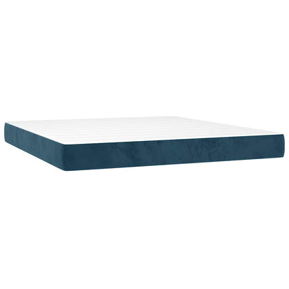 vidaXL Lit boxspring avec matelas Velours bleu foncé 160x200 cm