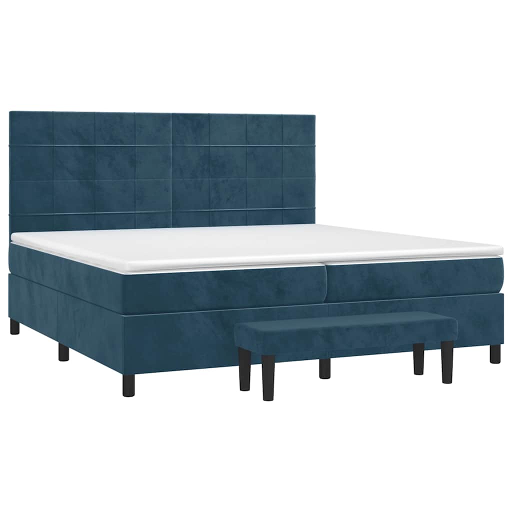 vidaXL Lit tapissier avec matelas bleu foncé 200x200 cm velours