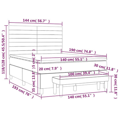 vidaXL Lit tapissier avec matelas bleu foncé 140x190 cm Velours