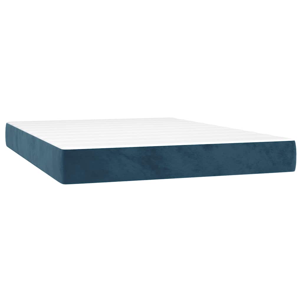 vidaXL Lit coffre avec matelas Bleu foncé 140x200 cm Velours