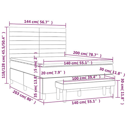 vidaXL Lit coffre avec matelas Bleu foncé 140x200 cm Velours