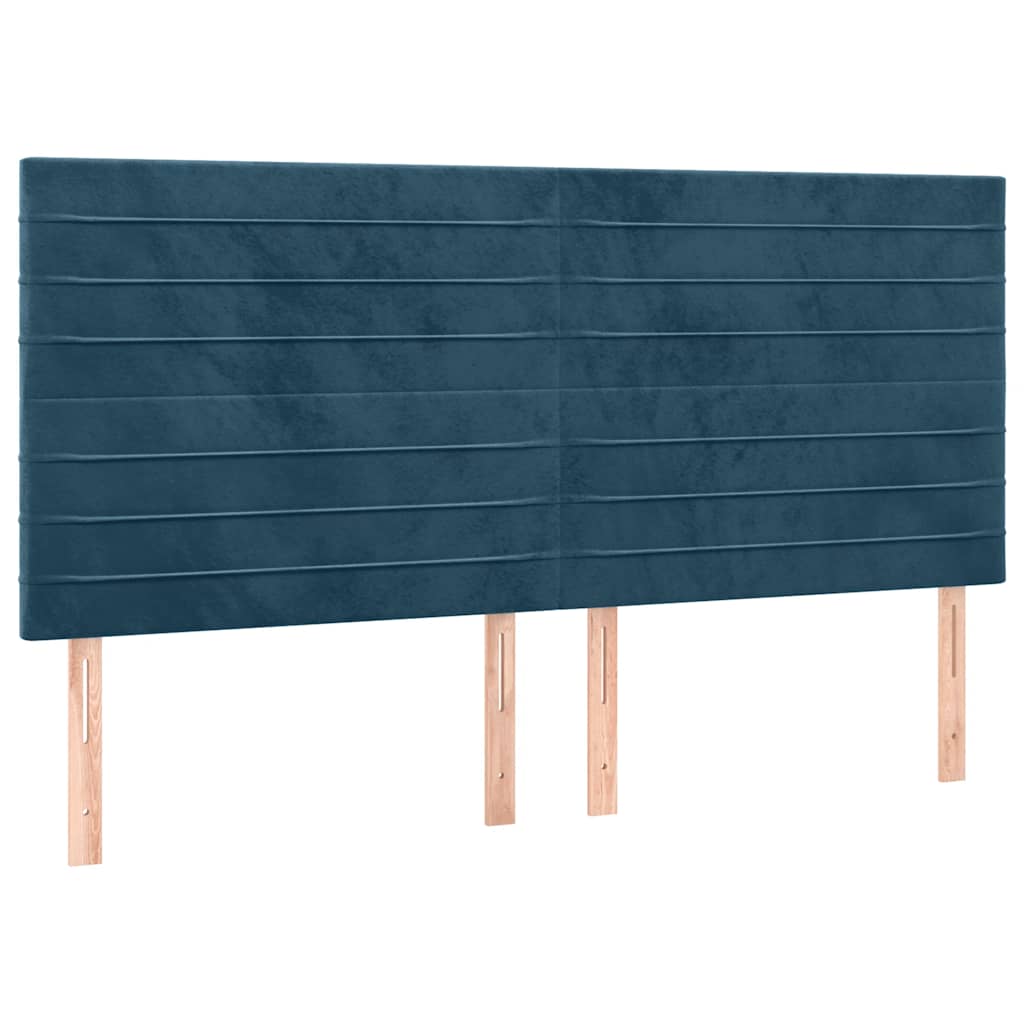 vidaXL Lit boxspring avec matelas Velours bleu foncé 160x200 cm