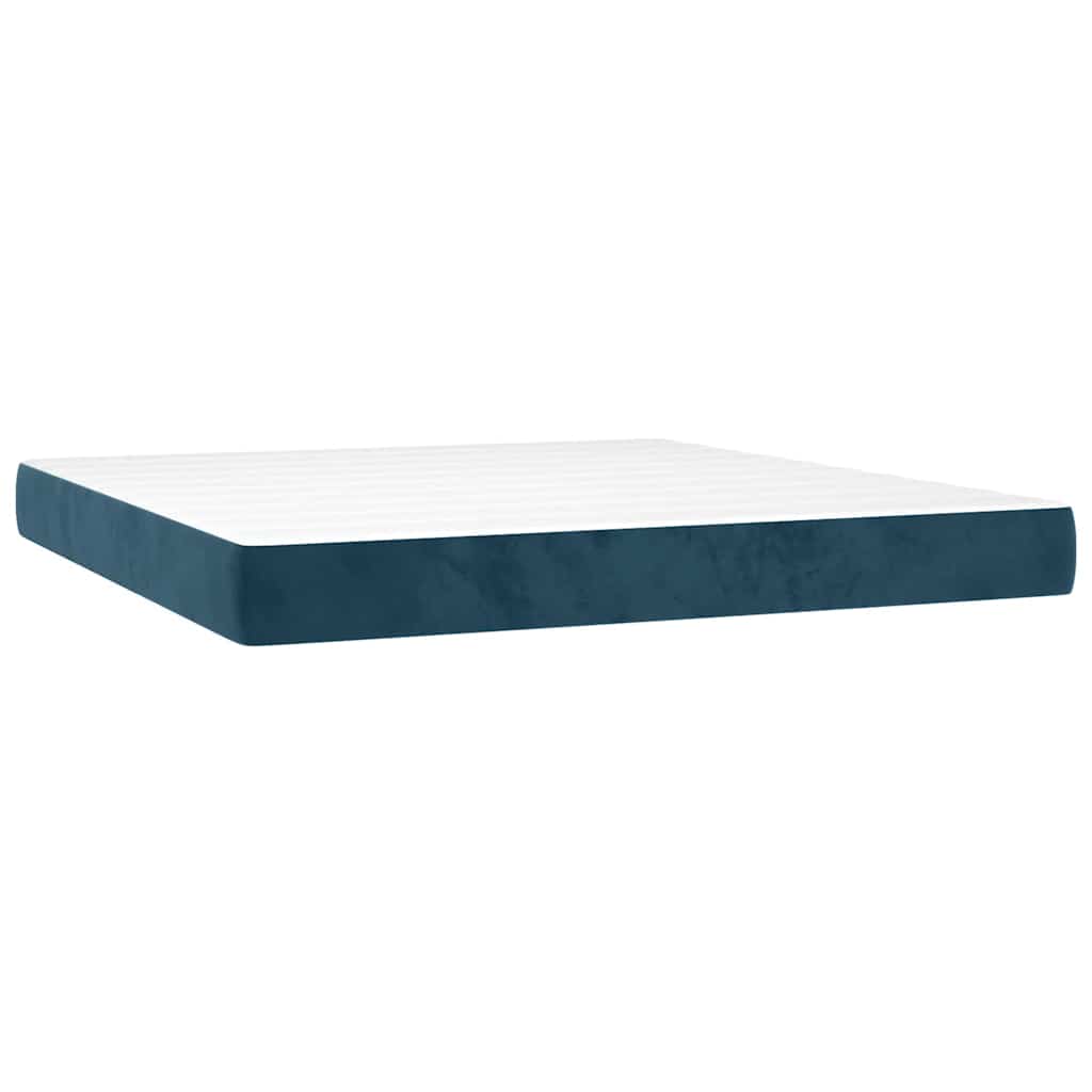 vidaXL Lit boxspring avec matelas Velours bleu foncé 160x200 cm