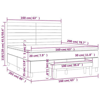 vidaXL Lit boxspring avec matelas Velours bleu foncé 160x200 cm