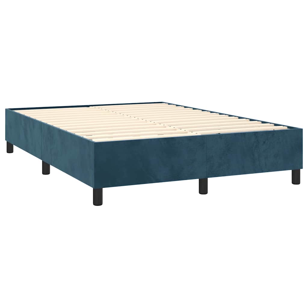 vidaXL Lit tapissier avec matelas bleu foncé 140x190 cm Velours