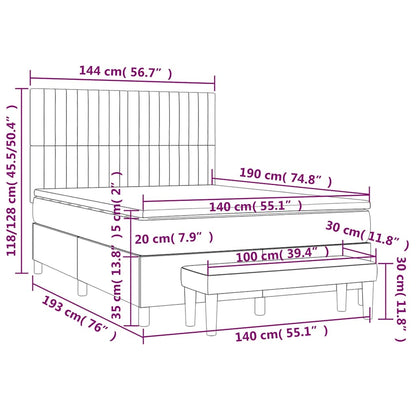 vidaXL Lit tapissier avec matelas bleu foncé 140x190 cm Velours