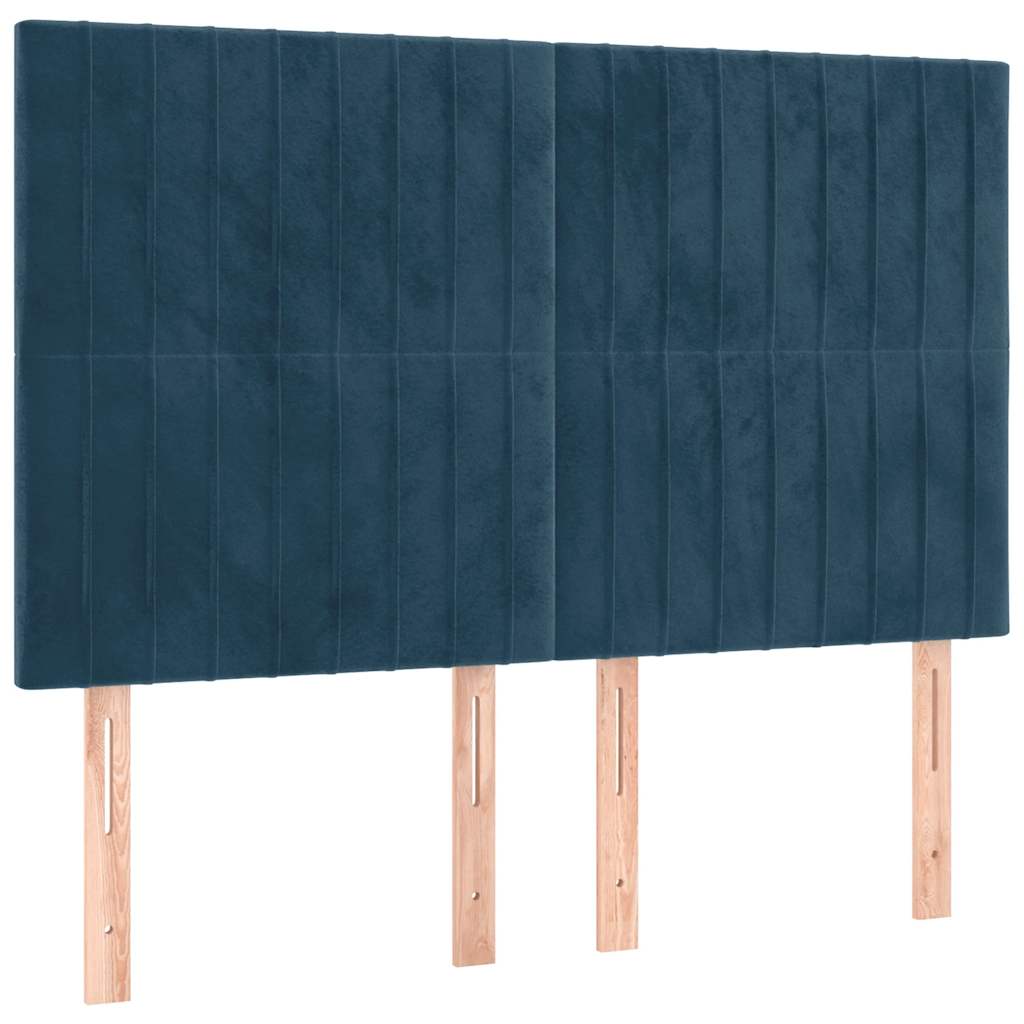 vidaXL Lit coffre avec matelas Bleu foncé 140x200 cm Velours