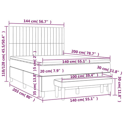 vidaXL Lit coffre avec matelas Bleu foncé 140x200 cm Velours