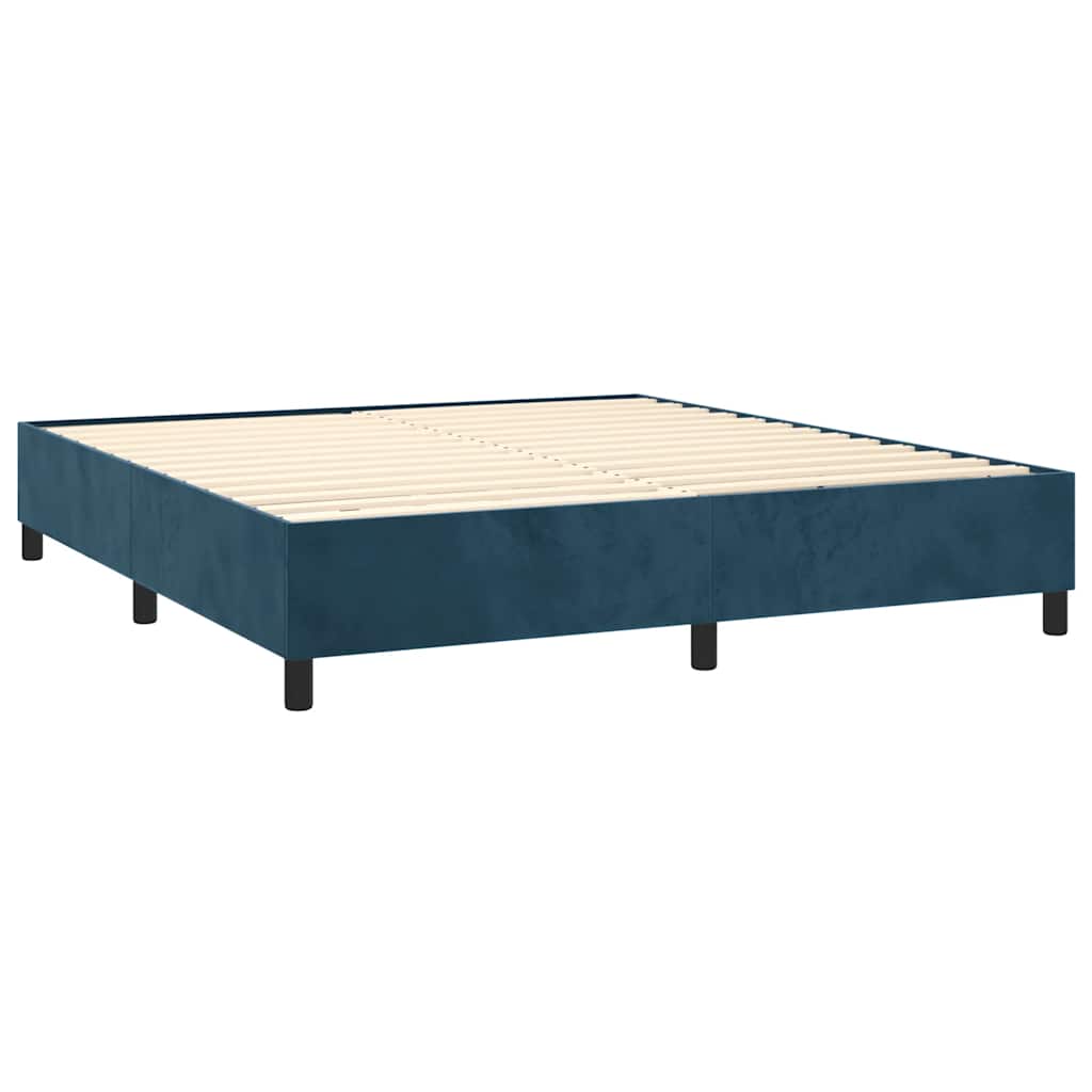 vidaXL Lit boxspring avec matelas Velours bleu foncé 160x200 cm