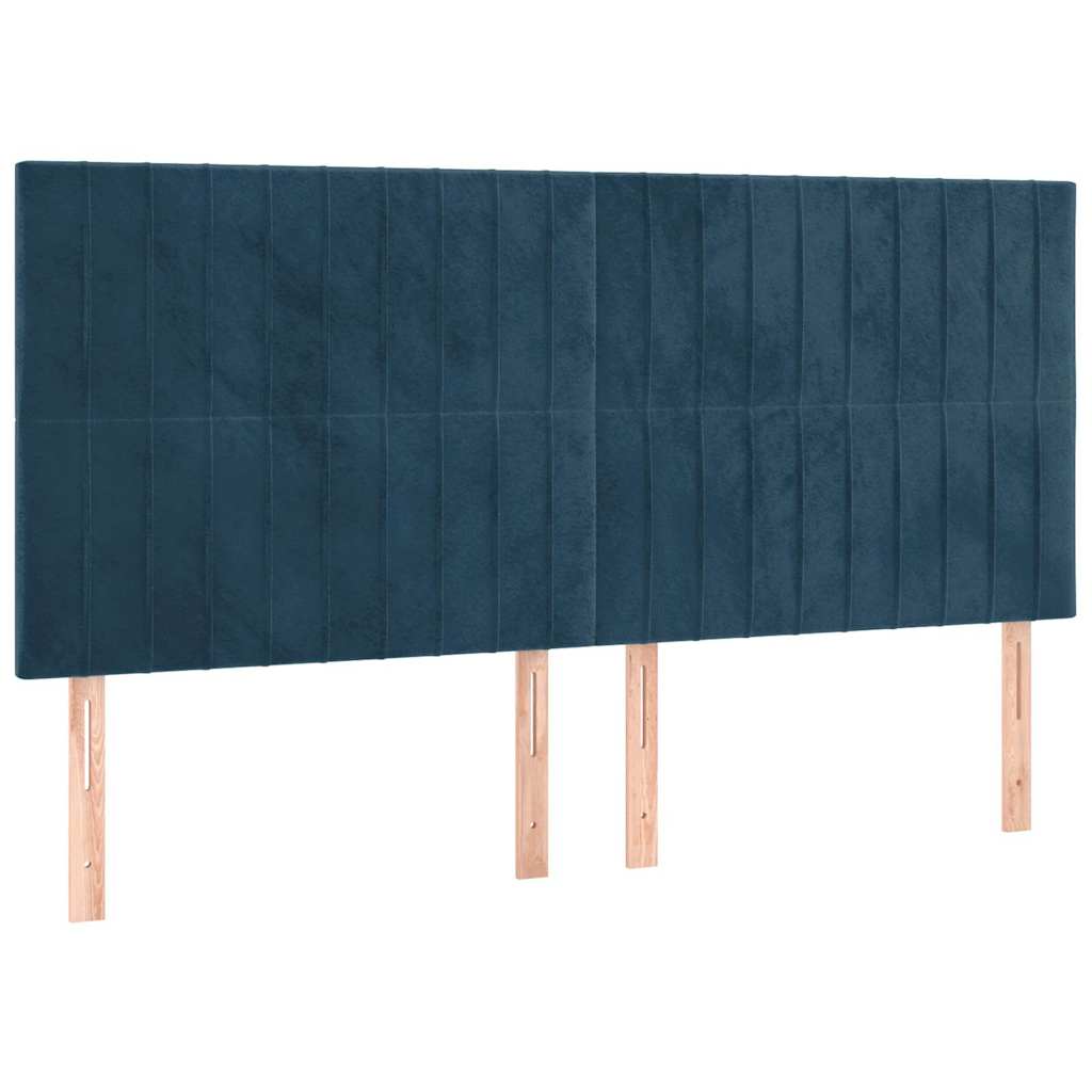 vidaXL Lit boxspring avec matelas Velours bleu foncé 160x200 cm