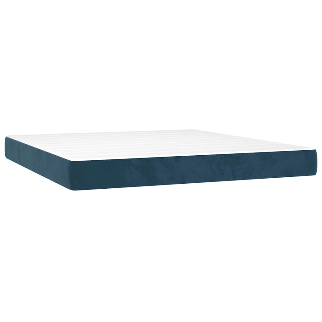 vidaXL Lit boxspring avec matelas Velours bleu foncé 160x200 cm