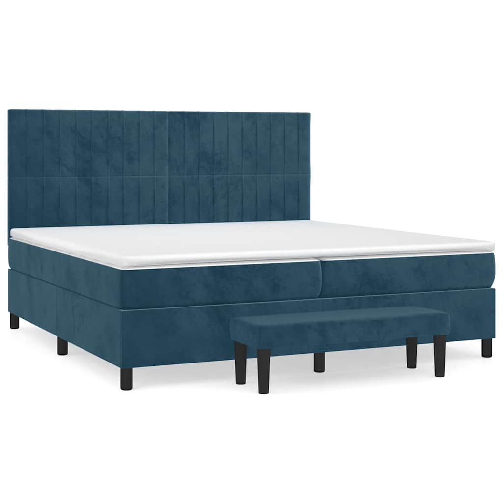 vidaXL Lit tapissier avec matelas bleu foncé 200x200 cm velours