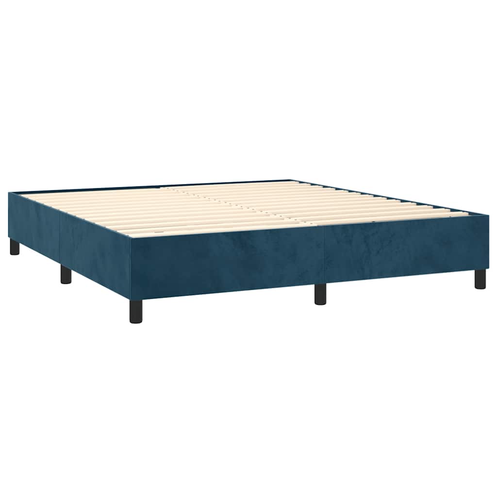 vidaXL Lit tapissier avec matelas bleu foncé 200x200 cm velours