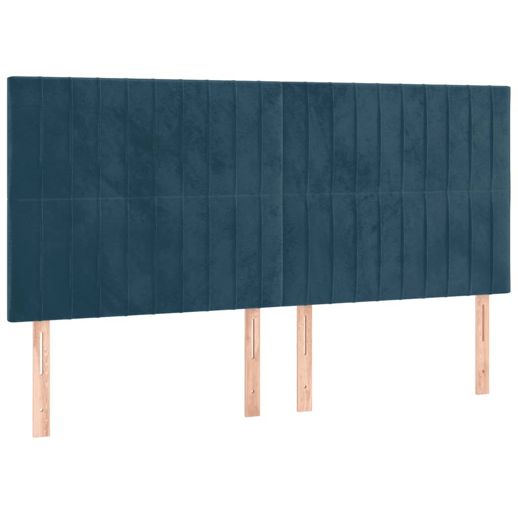 vidaXL Lit tapissier avec matelas bleu foncé 200x200 cm velours