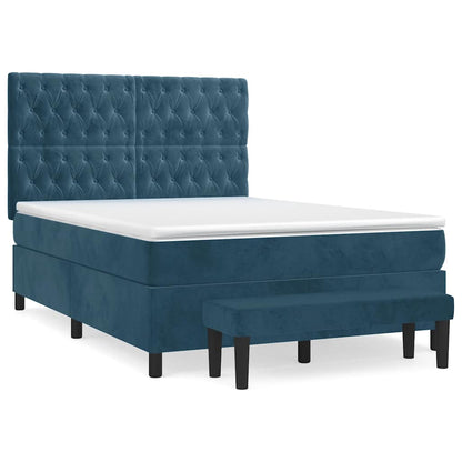 vidaXL Lit tapissier avec matelas bleu foncé 140x190 cm Velours