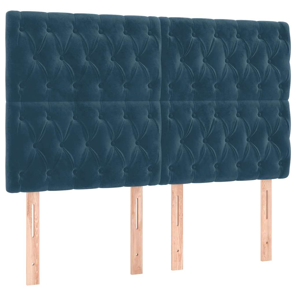 vidaXL Lit tapissier avec matelas bleu foncé 140x190 cm Velours